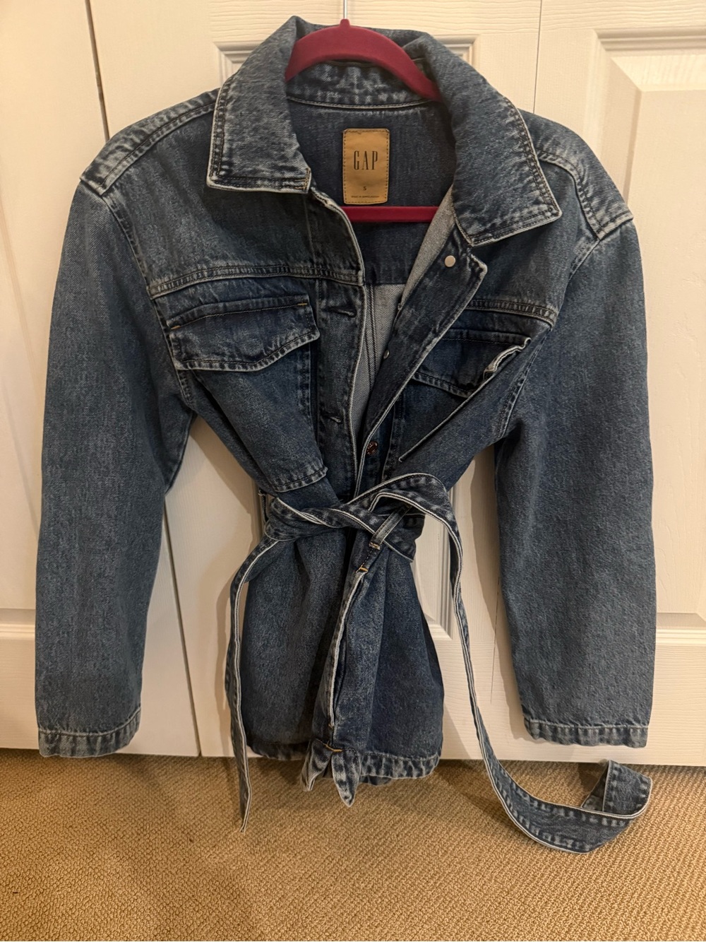 GAP Medium Wash Blue Denim Tie-Waist Jacket